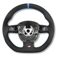 Volant Sport Audi A3 8P A4 B7 Carbone Cuir - vue arrière 2 - Becquet Voiture