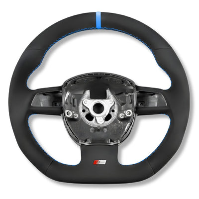 Volant Sport Audi A3 8P A4 B7 Carbone Cuir - vue arrière 2 - Becquet Voiture