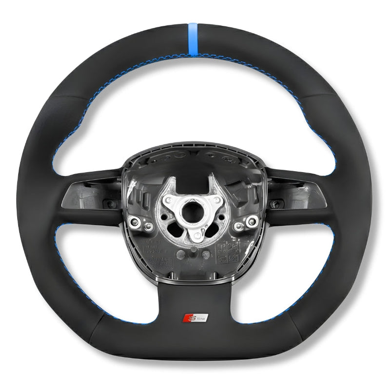 Volant Sport Audi A3 8P A4 B7 Carbone Cuir - vue arrière 2 - Becquet Voiture