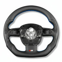 Volant Sport Audi A3 8P A4 B7 Carbone Cuir - vue arrière 3 - Becquet Voiture