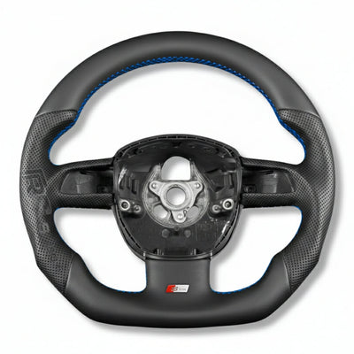 Volant Sport Audi A3 8P A4 B7 Carbone Cuir - vue arrière 3 - Becquet Voiture