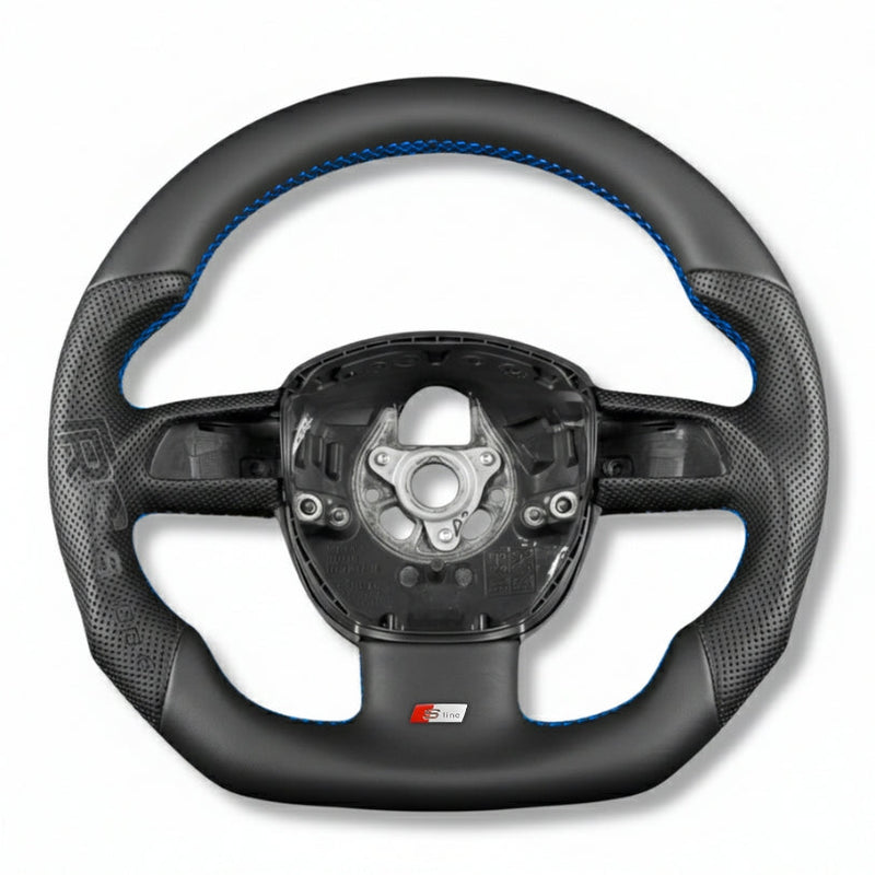 Volant Sport Audi A3 8P A4 B7 Carbone Cuir - vue arrière 3 - Becquet Voiture
