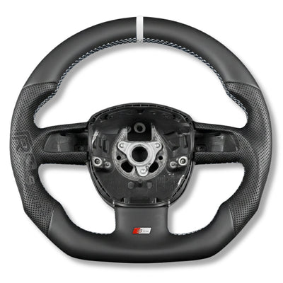 Volant Sport Audi A3 8P A4 B7 Carbone Cuir - vue de dessus 2 - Becquet Voiture