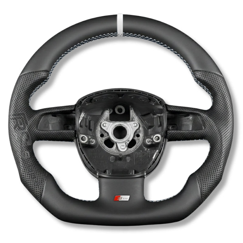 Volant Sport Audi A3 8P A4 B7 Carbone Cuir - vue de dessus 2 - Becquet Voiture