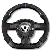 Volant Sport Audi A3 8P A4 B7 Carbone Cuir - vue de dessus - Becquet Voiture
