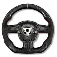Volant Sport Audi A3 8P A4 B7 Carbone Cuir - vue de face 2 - Becquet Voiture