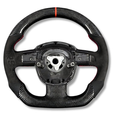 Volant Sport Audi A3 8P A4 B7 Carbone Cuir - vue de face 2 - Becquet Voiture