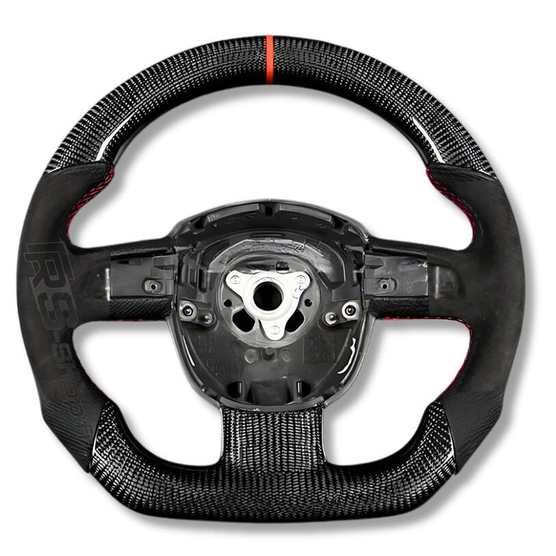 Volant Sport Audi A3 8P A4 B7 Carbone Cuir - vue de face 2 - Becquet Voiture