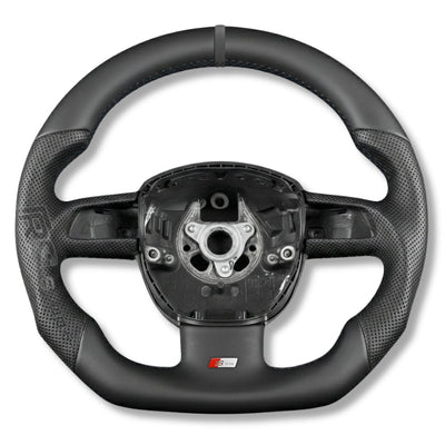 Volant Sport Audi A3 8P A4 B7 Carbone Cuir - vue de face 3 - Becquet Voiture