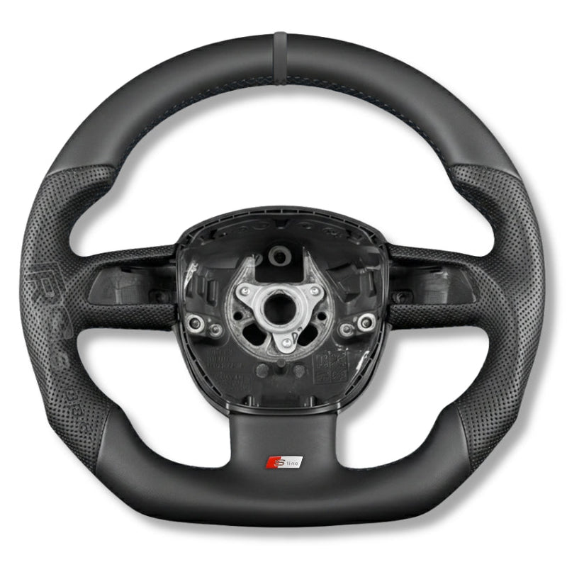 Volant Sport Audi A3 8P A4 B7 Carbone Cuir - vue de face 3 - Becquet Voiture