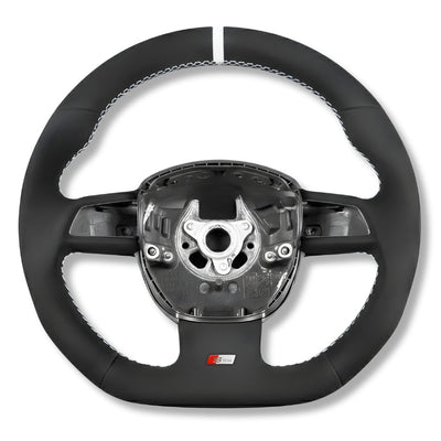 Volant Sport Audi A3 8P A4 B7 Carbone Cuir - vue de profil 2 - Becquet Voiture