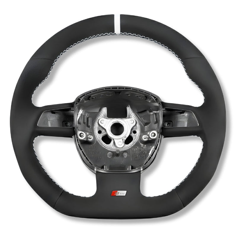 Volant Sport Audi A3 8P A4 B7 Carbone Cuir - vue de profil 2 - Becquet Voiture