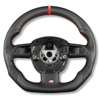Volant Sport Audi A3 8P A4 B7 Carbone Cuir - vue de profil 3 - Becquet Voiture