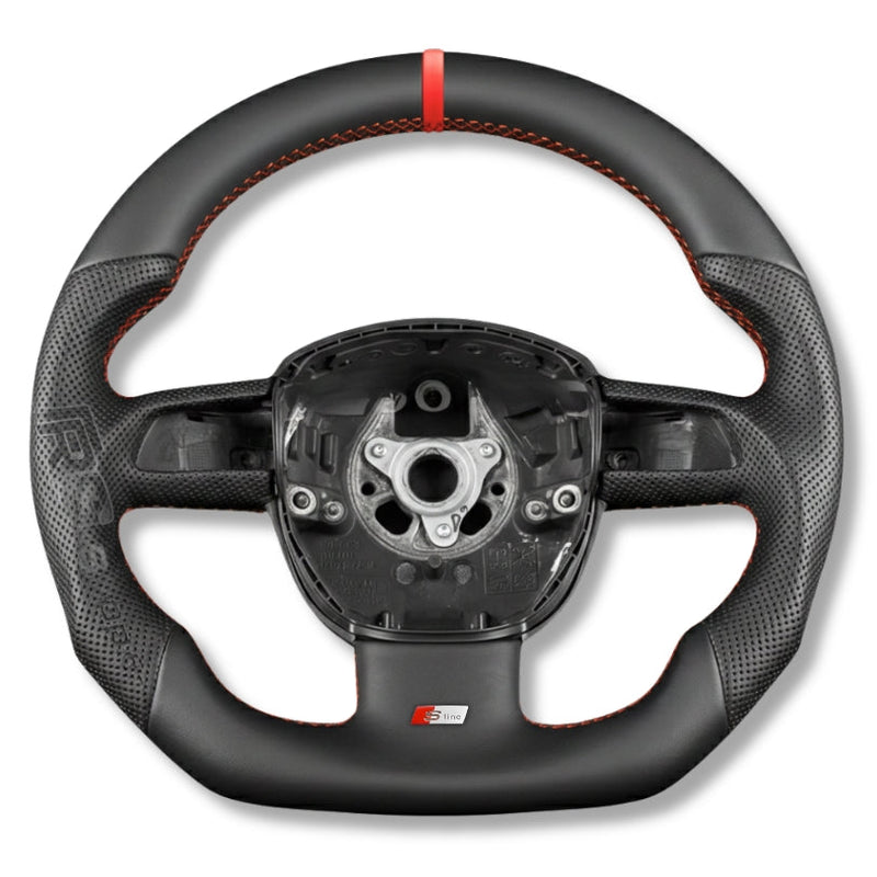 Volant Sport Audi A3 8P A4 B7 Carbone Cuir - vue de profil 3 - Becquet Voiture