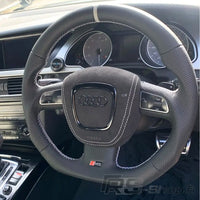 Volant Sport Audi A3 8P A4 B7 Carbone Cuir - vue de profil - Becquet Voiture