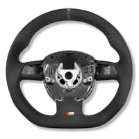 Volant Sport Audi A3 8P A4 B7 Carbone Cuir - vue de trois-quarts 2 - Becquet Voiture