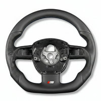 Volant Sport Audi A3 8P A4 B7 Carbone Cuir - vue de trois-quarts 3 - Becquet Voiture