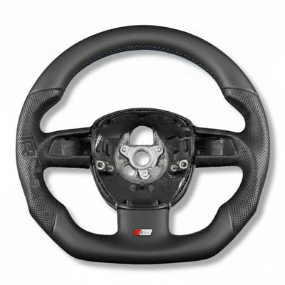 Volant Sport Audi A3 8P A4 B7 Carbone Cuir - vue de trois-quarts 3 - Becquet Voiture