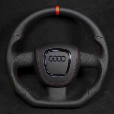Volant Sport Audi A3 8P A4 B7 Carbone Cuir - vue rapprochée 3 - Becquet Voiture