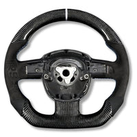 Volant Sport Audi A3 8P A4 B7 Carbone Cuir - vue rapprochée - Becquet Voiture