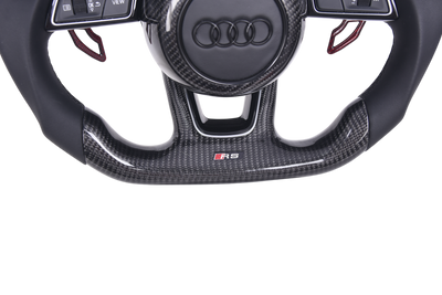 Volant Sport Audi A3 S3 RS3 8Y 2014-2024 Carbone Alcantara - vue de trois-quarts - Becquet Voiture