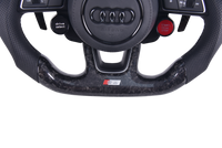 Sportlenkrad Audi A3 S3 RS3 8Y 2014-2024 aus geschmiedetem Carbon - Dreiviertelansicht - Becquet Voiture