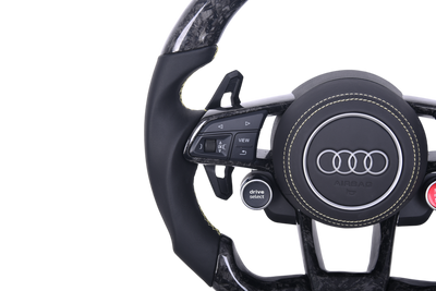 Volant Sport Audi A3 S3 RS3 8Y Carbone Forgé Sur Mesure - installé sur véhicule - Becquet Voiture
