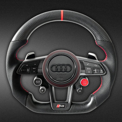 Volant Sport Audi R8 II TT Mk3 Carbone Alcantara - vue de face - Becquet Voiture