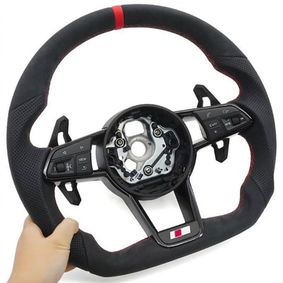 Volant Sport Audi R8 II TT Mk3 Carbone Alcantara - vue de trois-quarts 2 - Becquet Voiture