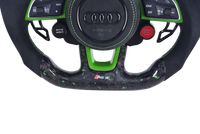 Volant Sport Audi RS3 A3 S3 A4 A5 8Y Carbone Alcantara - vue de trois-quarts - Becquet Voiture