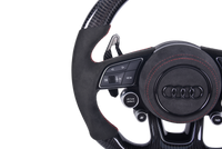Volant Sport Audi RS3 A3 S3 A4 A5 8Y Cuir Alcantara V5 - vue de trois-quarts - Becquet Voiture