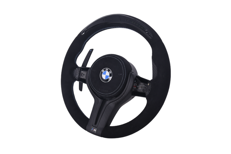 Volant Sport BMW Série F Carbone Alcantara LED V6 - vue de dessus - Becquet Voiture