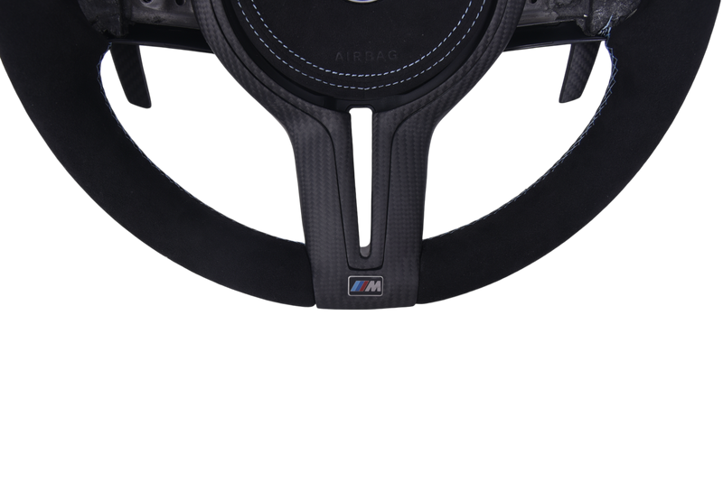 Volant Sport BMW Série F Carbone Alcantara LED V6 - vue de trois-quarts - Becquet Voiture