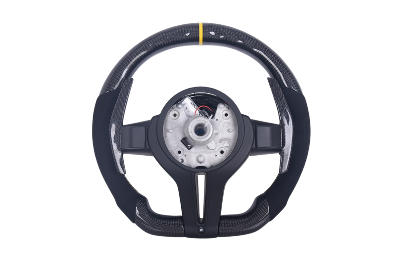 Volant Sport BMW Série F Carbone Alcantara LED V7 - vue rapprochée - Becquet Voiture