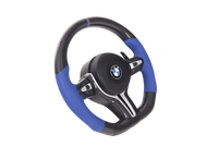 Volant Sport BMW Série F Carbone Bleu - vue de dessus - Becquet Voiture