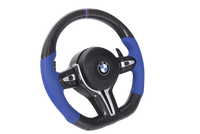 Volant Sport BMW Série F Carbone Bleu - vue de profil - Becquet Voiture
