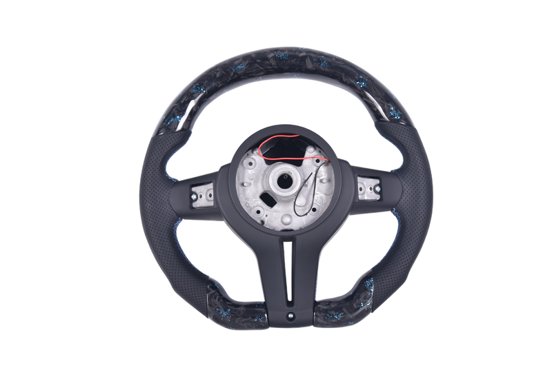 BMW F Series Forged Carbon Leather LED Sport Steering Wheel - top view - Becquet Voiture