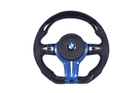 BMW F Series Forged Carbon Leather LED Sport Steering Wheel - front view - Becquet Voiture