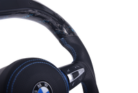 BMW F Series Forged Carbon Leather LED Sport Steering Wheel - close-up view - Becquet Voiture