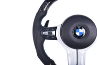 Forged Carbon BMW F Series Sport Steering Wheel LED - fitted on vehicle - Becquet Voiture