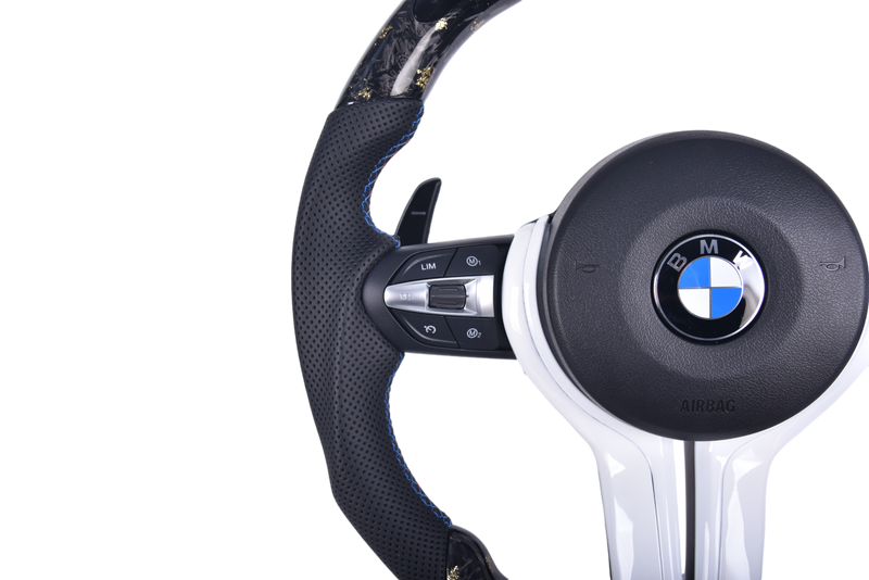Forged Carbon BMW F Series Sport Steering Wheel LED - fitted on vehicle - Becquet Voiture