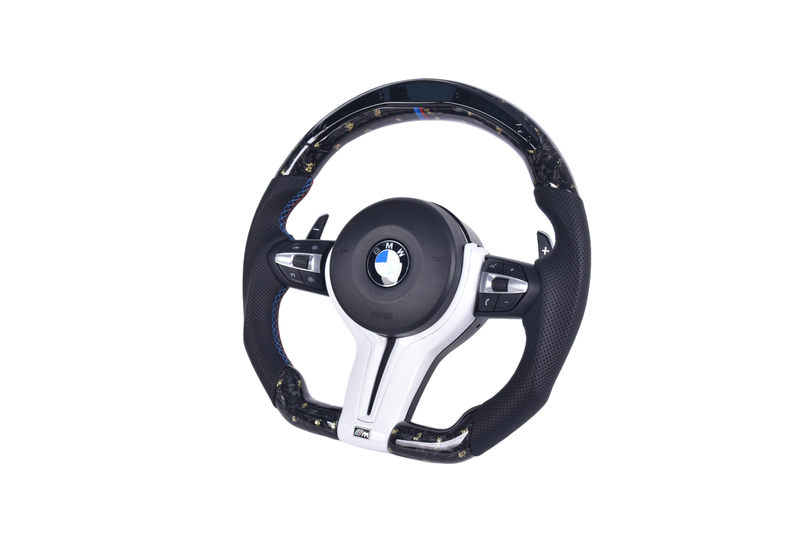Forged Carbon BMW F Series Sport Steering Wheel LED - rear view - Becquet Voiture