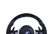 Forged Carbon BMW F Series Sport Steering Wheel LED - top view - Becquet Voiture