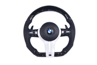 Forged Carbon BMW F Series Sport Steering Wheel LED - front view - Becquet Voiture