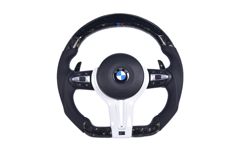 Forged Carbon BMW F Series Sport Steering Wheel LED - front view - Becquet Voiture