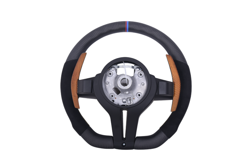 Volant Sport BMW Série F Carbone Mat Alcantara - vue de dessus - Becquet Voiture