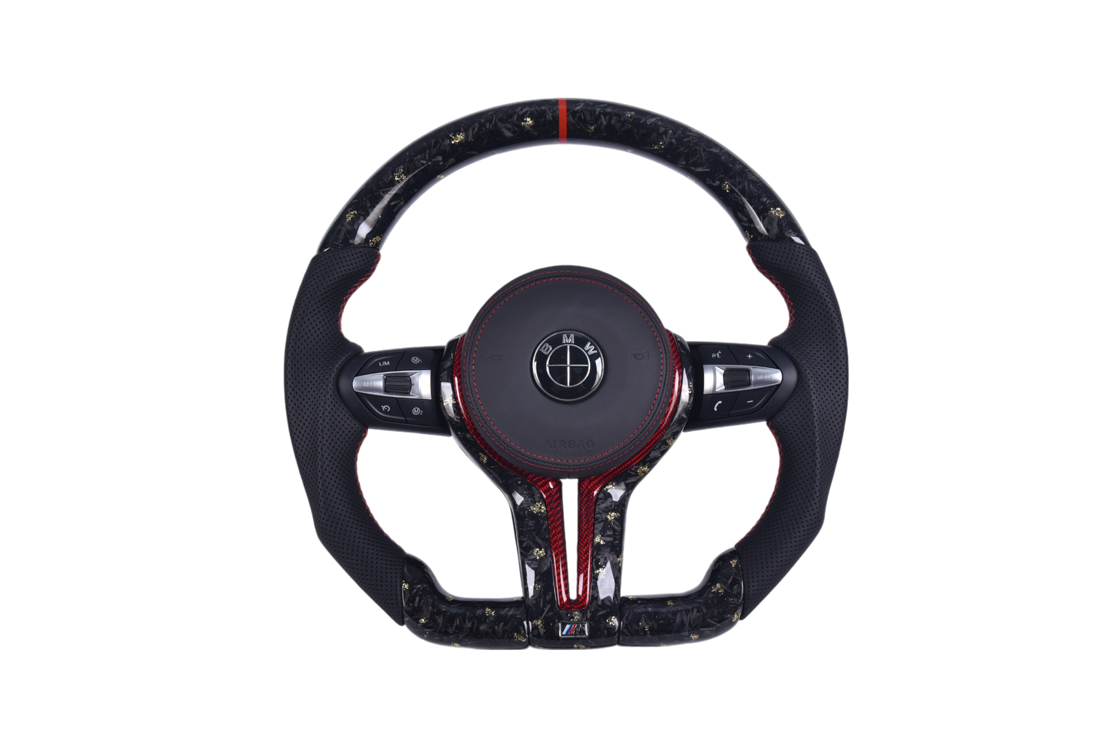 Volant Sport BMW Série F Fibre Carbone Cuir Alcantara - vue de face - Becquet Voiture