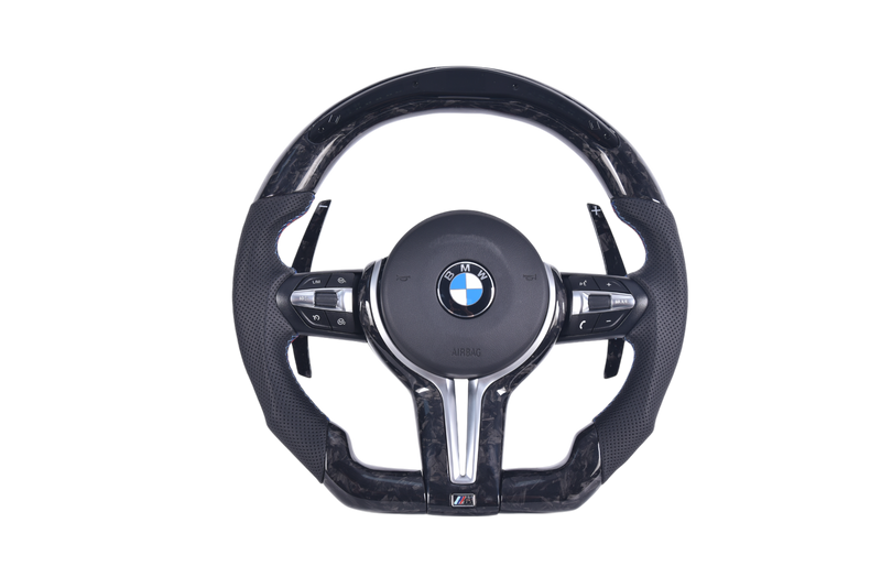 Volant Sport BMW Série F Fibre Carbone LED V4 - vue de face - Becquet Voiture