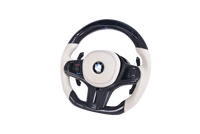 Volant Sport BMW Série G Carbone Blanc Alcantara LED - vue arrière - Becquet Voiture