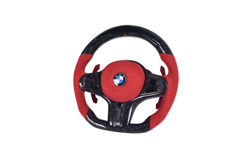 Volant Sport BMW Série G Carbone Forgé Alcantara Rouge - vue arrière - Becquet Voiture